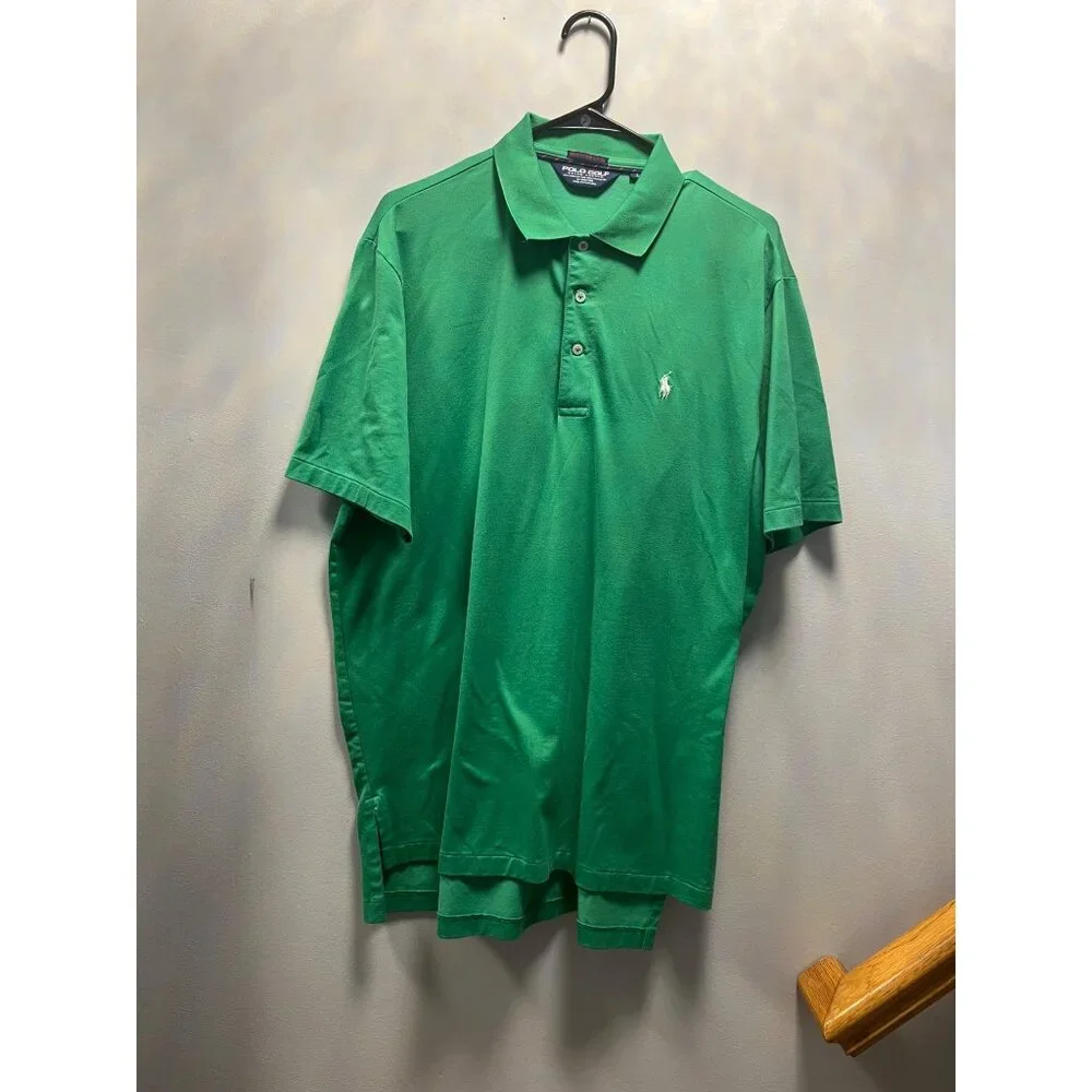 Polo Ralph Lauren Men's Gree Size Large Performance Polo Shirt Golf Short Sleeve